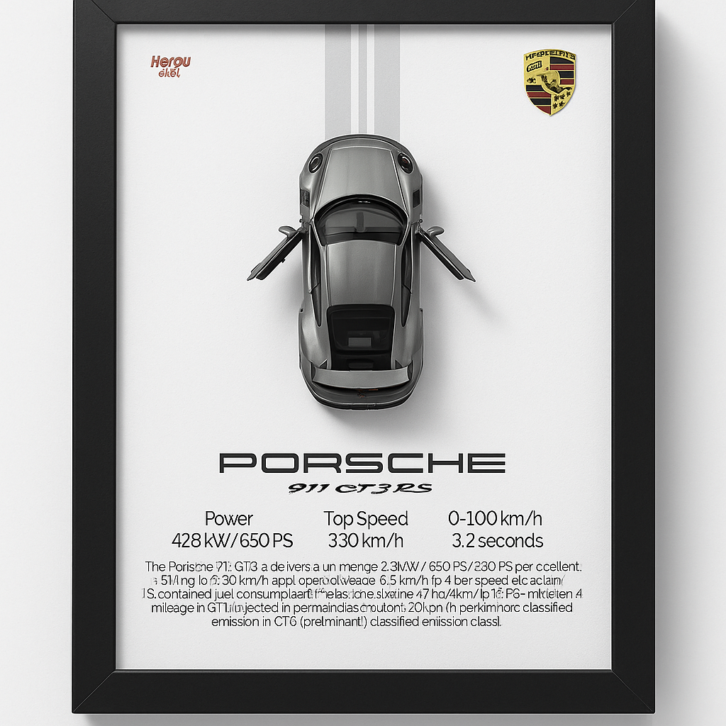 Porche 911 3D Car Frame Wall Art