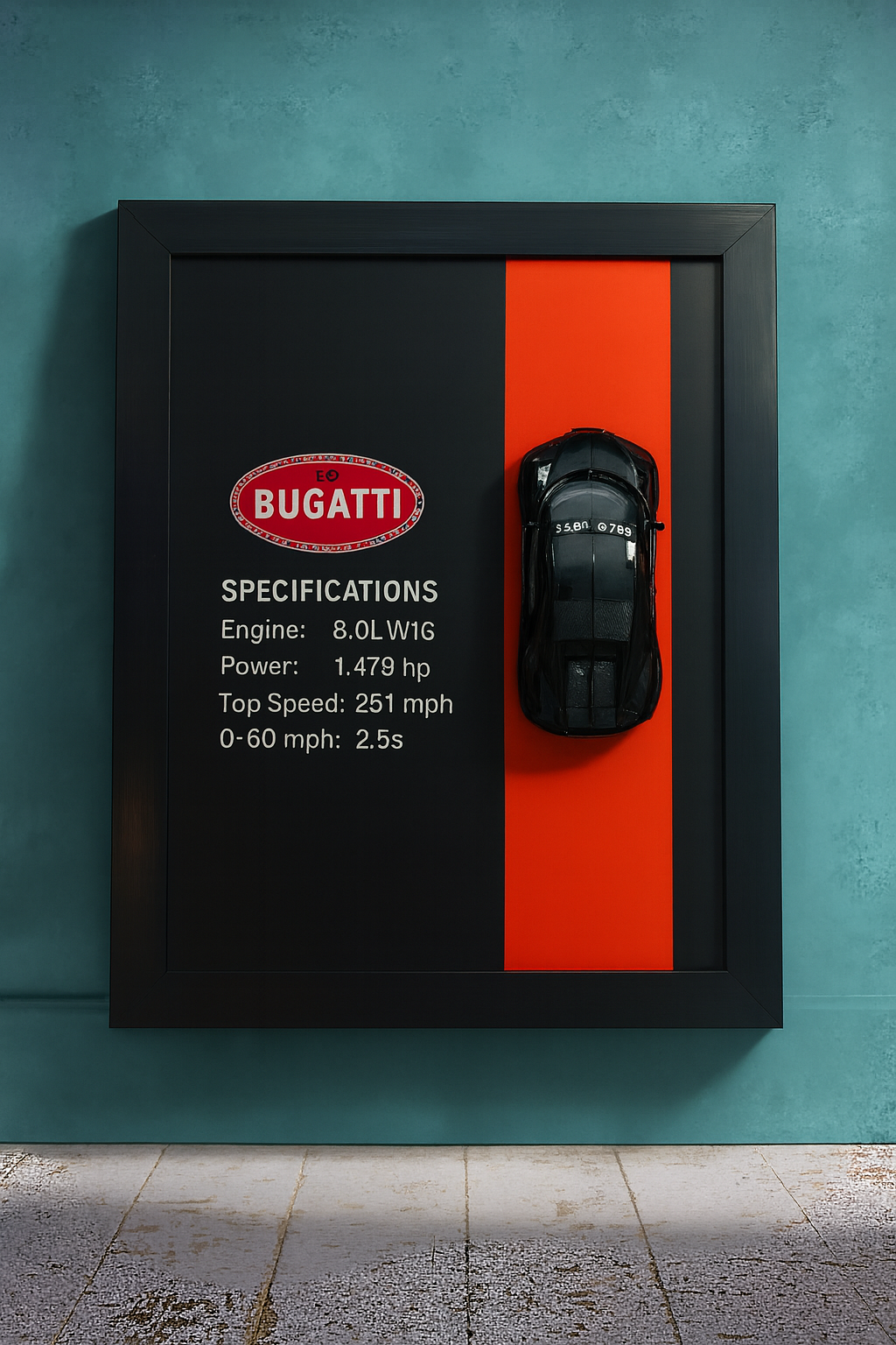 Buggati 3D Car Frame | Wall Art